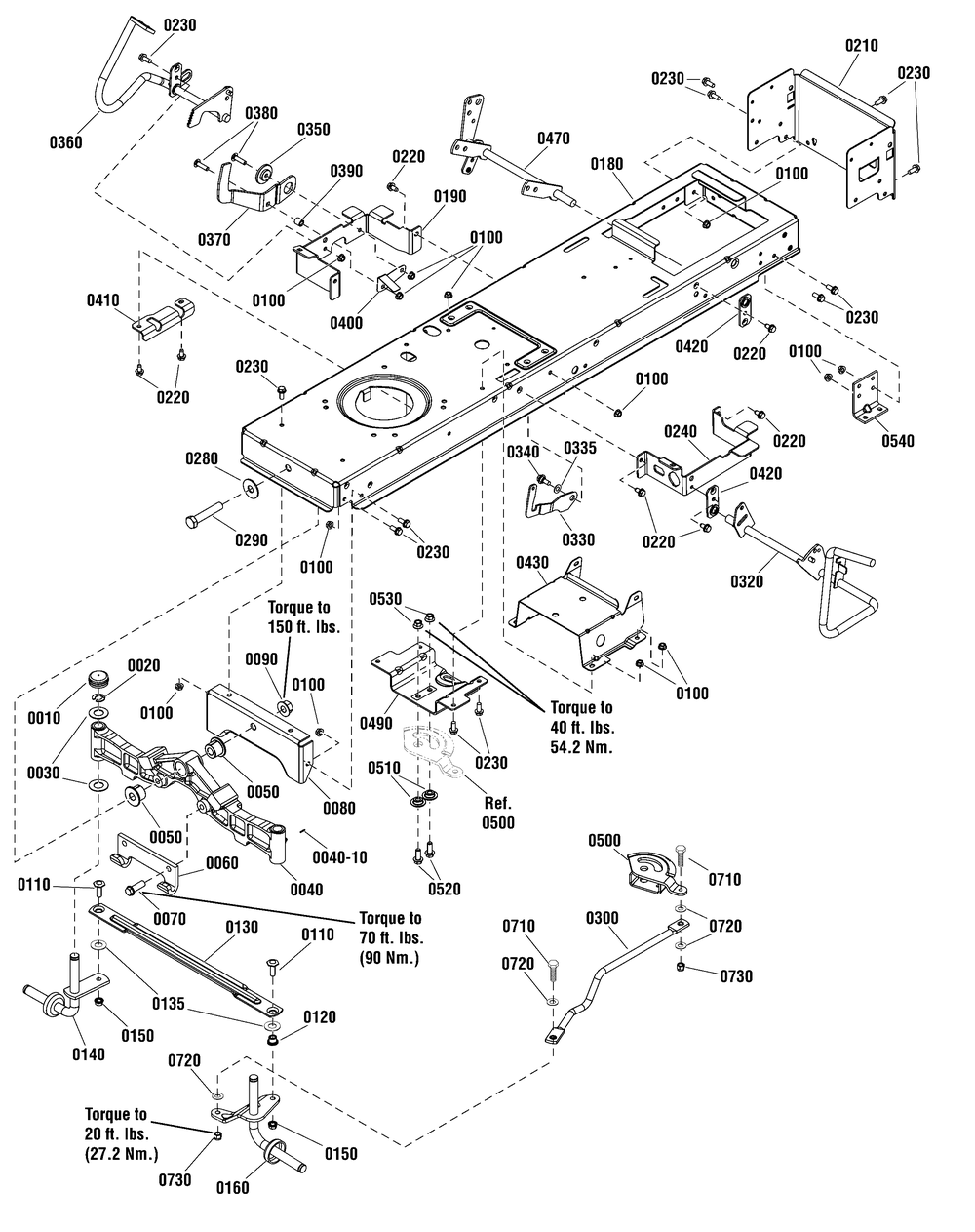 Frame And Front Axle Group Diagram and Parts List for 2691000-MT175420H 2012 Briggs and Stratton Lawn Tractor